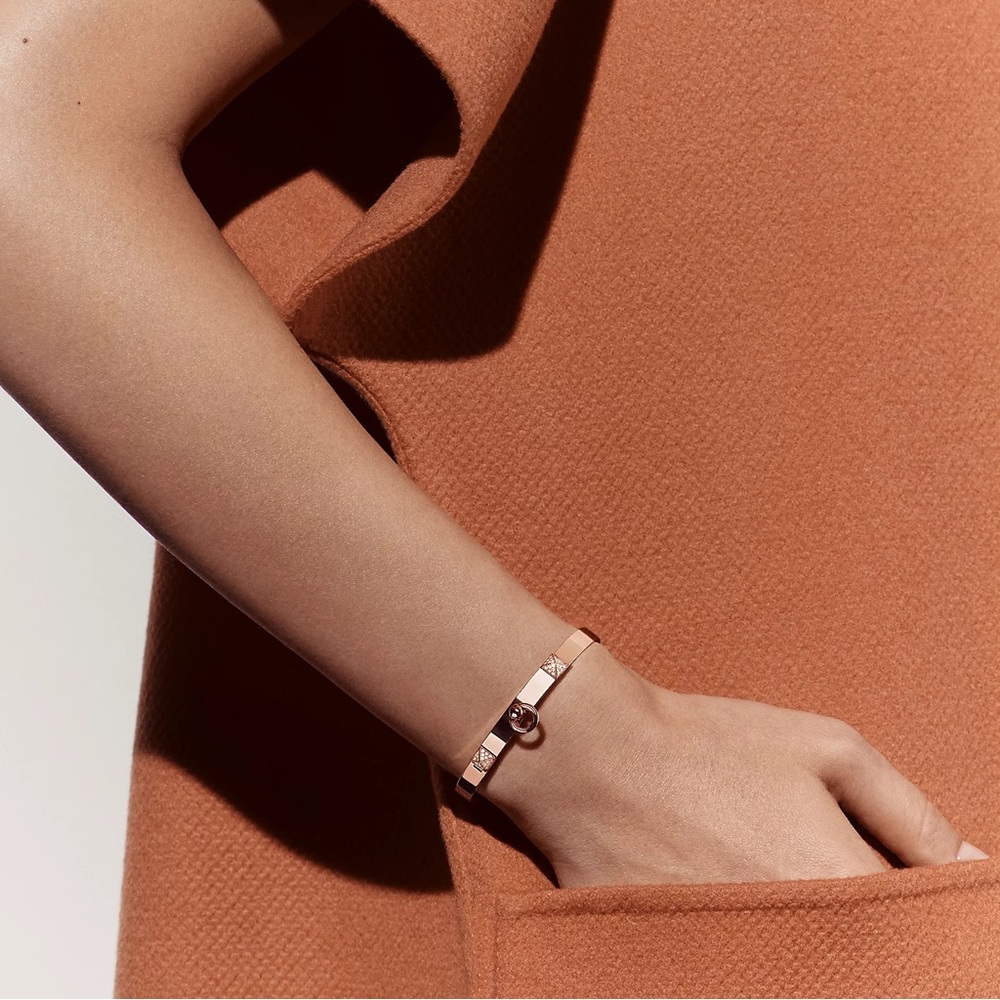 Hermès Rose Gold Collier de chien bracelet, small model